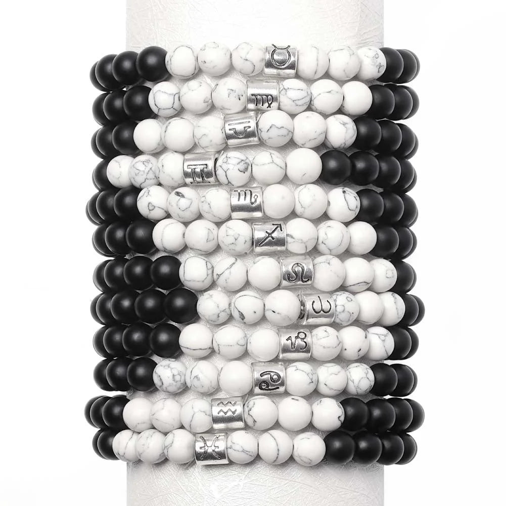 Black Agate White Turquoise Couple Bracelets